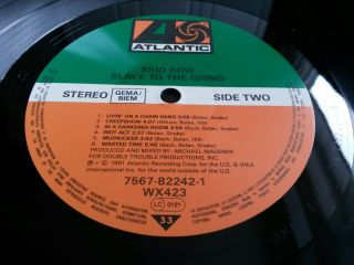 SKID ROW - SLAVE TO THE GRIND LP 1991 ATLANTIC EX 6