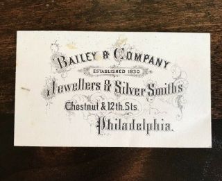 Antique Business Card Bailey & Company Jewellers & Silver Smiths Philadelphia