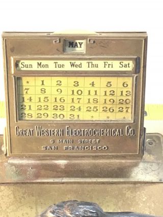 GREAT WESTERN ELECTROCHEMICAL CO.  Antique Brass Advertising Sign San Francisco 5