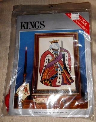 Vtg Counted Cross Stitch Kit - Kings Poker Card,  King Playing Card - 2