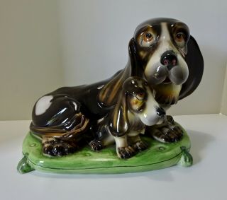 Vintage Ceramic Basset Hound Dogs,  Italian
