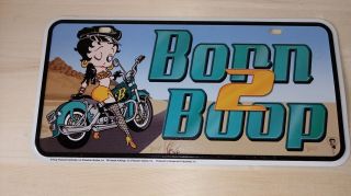 Betty Boop 12 " X6 " Metal License Plate Collectable Born To Boop Motorcycle