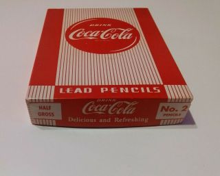 One (1) Half Gross Full Box Coca Cola White Lead Pencils 6 Packs Of 12 Ea