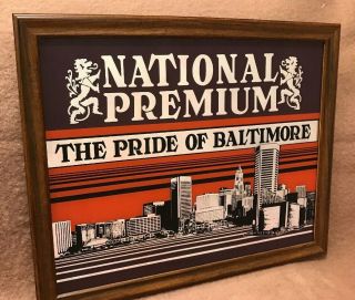 1984 Man Cave Mirror National Premium Beer The Pride Of Baltimore Md Orioles