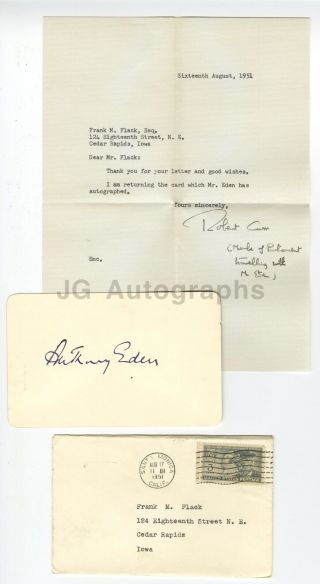 Anthony Eden - Uk Prime Minister - Authentic Autograph