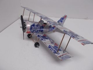 Beer Can Aluminum Handcrafted Airplane/pabst Blue Ribbon (bi - Plane)