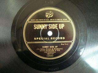 78 Rpm Sunny Side Up Rudy Marlow / If I Had A Talking Picture Of You Georgians