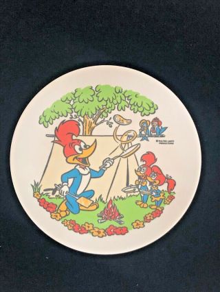 Vintage Woody Woodpecker 7 " Campfire Plastic Plate