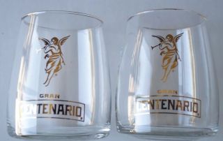 Gran Centenario Añejo Tequila Bar Gold Glasses Jalisco Mexico Souvenir Set Of 2