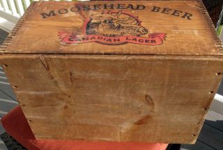 VINTAGE MOOSEHEAD BEER WOODEN CRATE CANADIAN LAGER WITH RARE CHESSBOARD LID 5