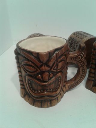 Four Vintage Tiki Mugs Ceramic