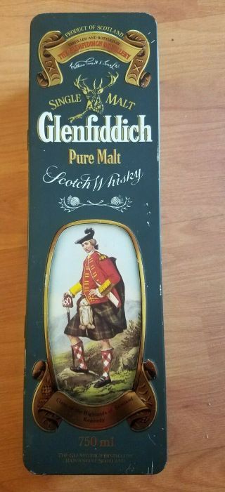 Glenfiddich Single Malt Scotch Whisky Tin Container Metal Box Vintage