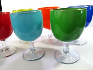 Goblet Vintage 6 1/8 Tall Multi Color Barware glass Party Summer S5 3
