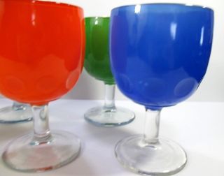 Goblet Vintage 6 1/8 Tall Multi Color Barware glass Party Summer S5 5