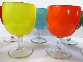 Goblet Vintage 6 1/8 Tall Multi Color Barware glass Party Summer S5 6