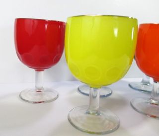Goblet Vintage 6 1/8 Tall Multi Color Barware glass Party Summer S5 7