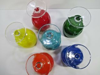 Goblet Vintage 6 1/8 Tall Multi Color Barware glass Party Summer S5 8