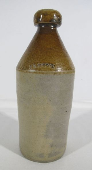 Antique 1860 ' s Rochester NY Pre Prohibition STONEWARE Beer Bottle CB GORDON yqz 3
