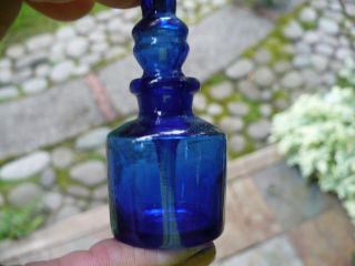 Cobalt Blue Medicine Bottle With Ground Eye Dropper - Hand Blown