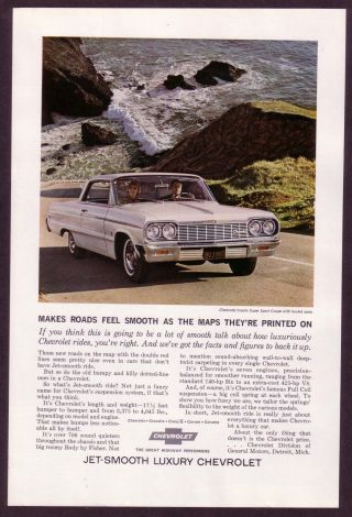 1964 Vintage Chevrolet Impala Sport Coupe Car Photo Print Ad