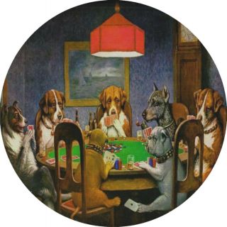 Dogs Playing Poker Hand Protector Novelty Token Chip Mounted In Acrylic Case