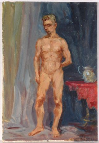 Arkadi Soroka (b.  1921),  Male Nude,  1970s,  Oil Painting