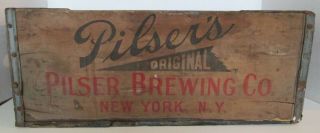 Pilser Brewing Co York Ny Wood Beer Bottle Delivery Crate 1944
