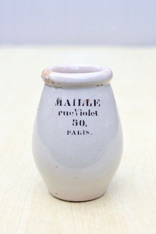 Vintage C1870s Maille Rue Violet 50 Paris France Tin Glazed Moutarde Mustard Pot