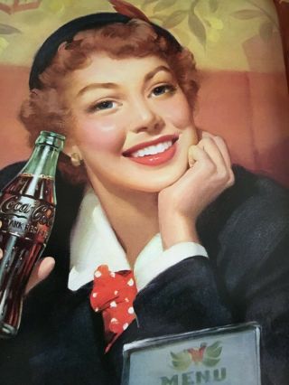 Vintage Coca - Cola Coke Menu Girl 1953 to 1960 Metal Tray 2