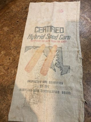 Certified Hybrid Seed Corn Sack Maryland Bag Cloth Farm Feed Tags Baltimore