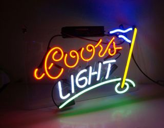 Coors Light Golf Flag Boutique Bar Room Wall Decor Neon Sign Light Beer Pub