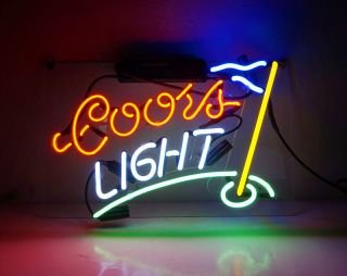 Coors Light Golf Flag Boutique Bar Room Wall Decor Neon Sign Light Beer Pub 3