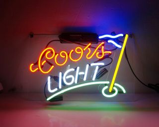 Coors Light Golf Flag Boutique Bar Room Wall Decor Neon Sign Light Beer Pub 5