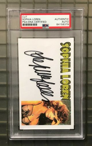 Sophia Loren Signed 3x5 Index Card W/ Cut Photo Psa/dna Autographed Auto