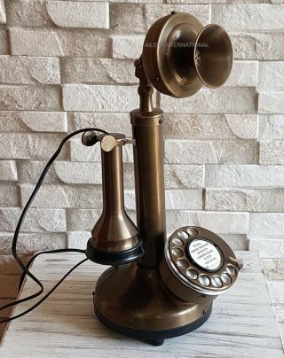 Vintage Look Full Solid Brass Candlestick Rotary Dial Telephone Postage