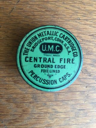 Vintage Umc Union Metallic Cartridge Co Central Fire Percussion Caps Tin