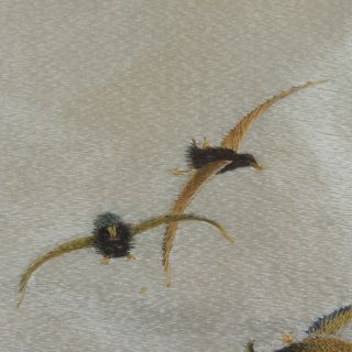 1950 ' s Japanese Silk Embroidery Painting Ducks Flying Over Pond Handmade Framed 7