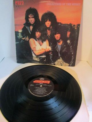 Kiss Creatures Of The Night Brown No Makeup Re - Issue Lp Vinyl 1985 Mercury