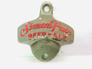 Vintage Simon Pure Beer Ale Bottle Opener Starr X Wall Mount W/ Red Paint