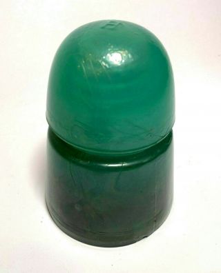 Vintage Milky Aqua H.  G.  Co Glass Insulator With H On Top