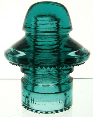 Cd 196 Aqua H.  G.  Co.  Antique Glass Telegraph Insulator Transposition