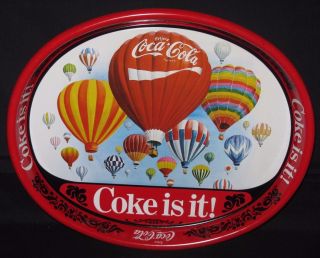 Vintage Coca Cola Coke Heavy Metal Tray 1980 ' s Hot Air Balloons 2