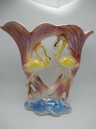 Vintage Flamingo Pair Art Deco Vase