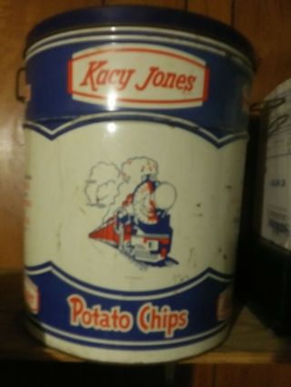 Extremely Rare Vintage 1951 Kacy Jones Potato Chip Tin