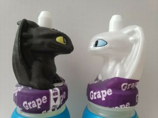 2 X Good 2 Grow TOOTHLESS & LITE FURY Bottle Topper HOW TO TRAIN YOUR DRAGON 3 2