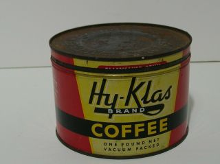 Vintage Hy - Klas Brand Coffee Tin Advertising Beaty Grocery Co.  St,  Joseph,  Mo.