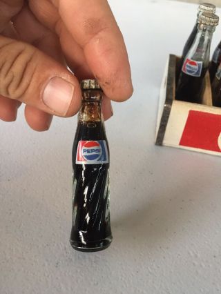 Miniature Vintage Set of 12 Pepsi Soda Bottles,  Wooden Crate - Mini 3 