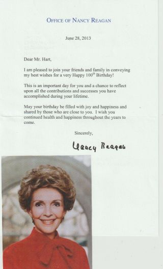 Nancy Reagan,  Signed Letter