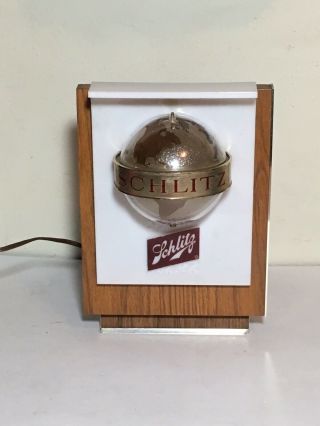 Vintage Schlitz Beer Motion Lighted Spinning Globe Bar Sign 2
