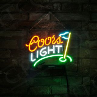 Coors Light Golf Flag Display Custom Decor Room Beer Hand Craft Neon Sign